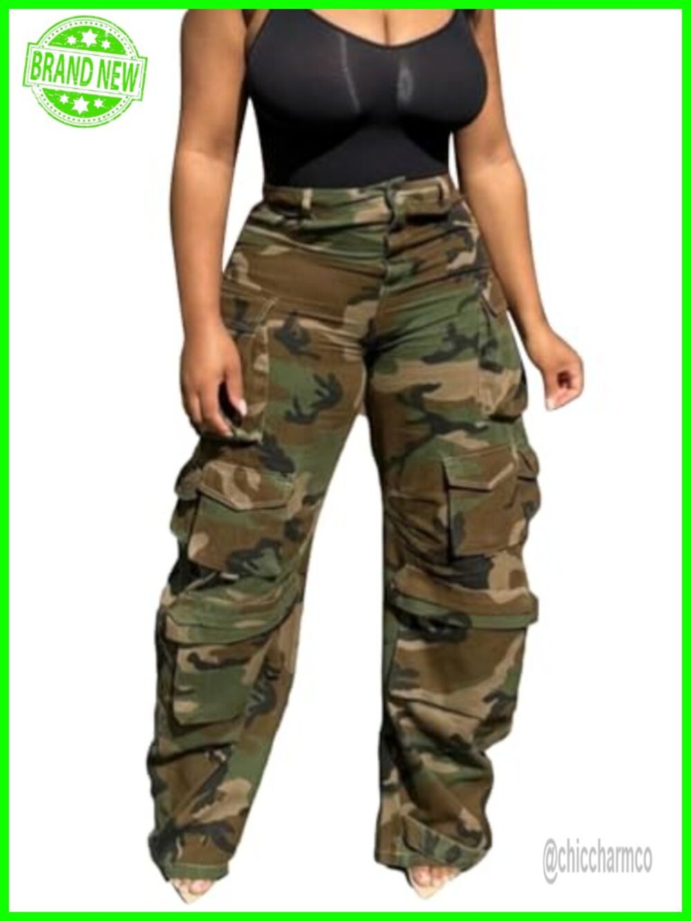 LKOUS Women's Cargo Baggy Straight Jeans Streetwear Y2K Multi Pocket